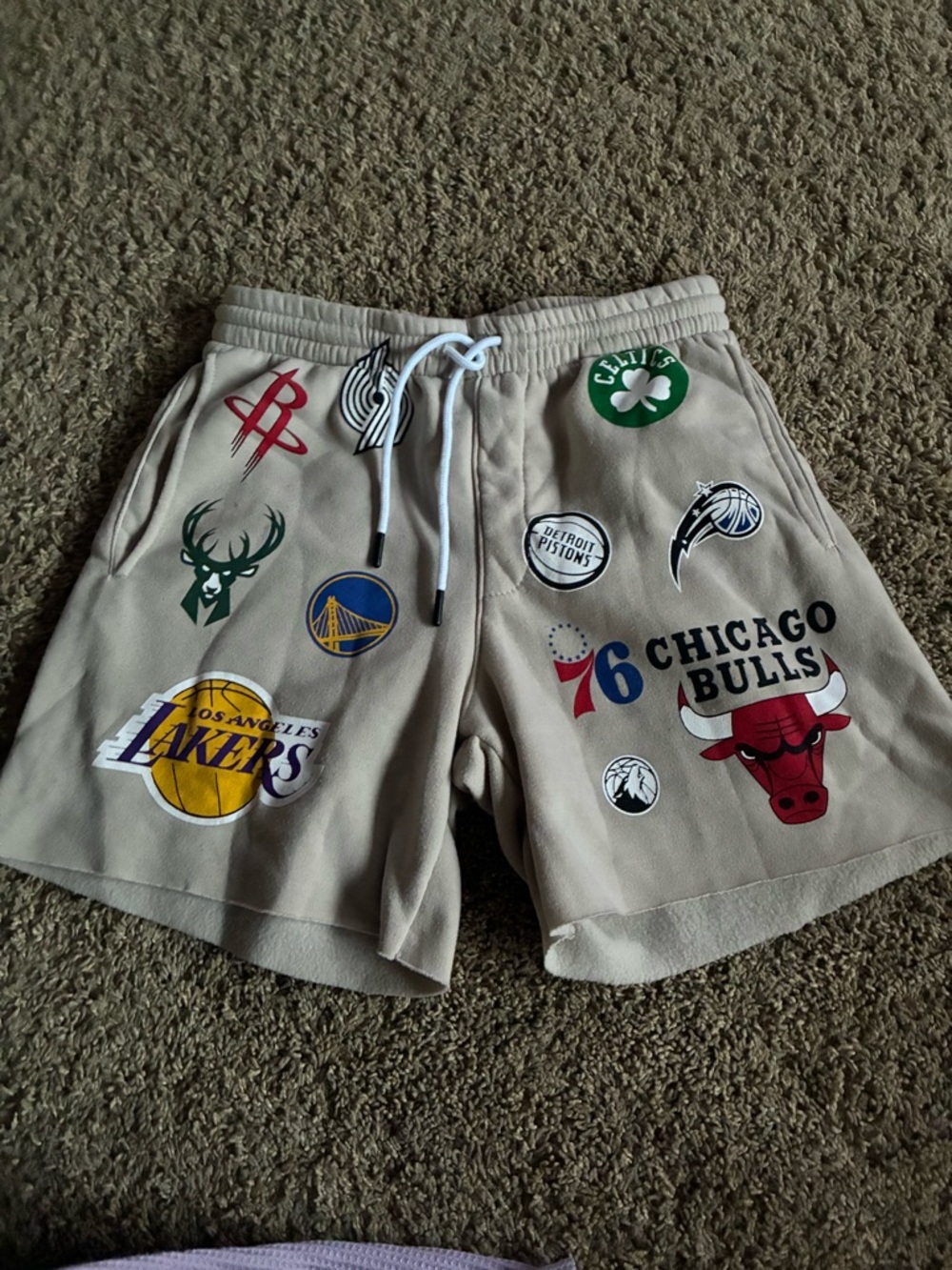 NBA Ultra Game Shorts Multi Team Logos Chicago Bulls Lakers Celtics XS